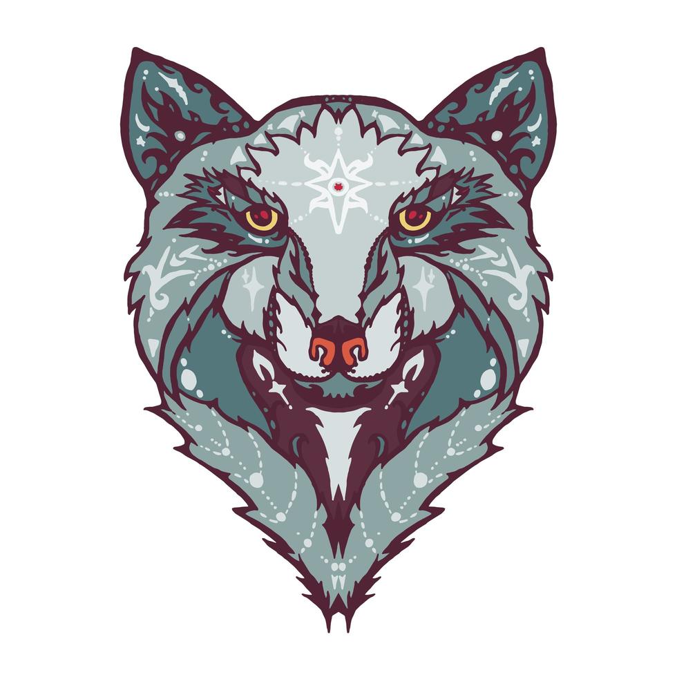 tatuaje de lobo salvaje vector