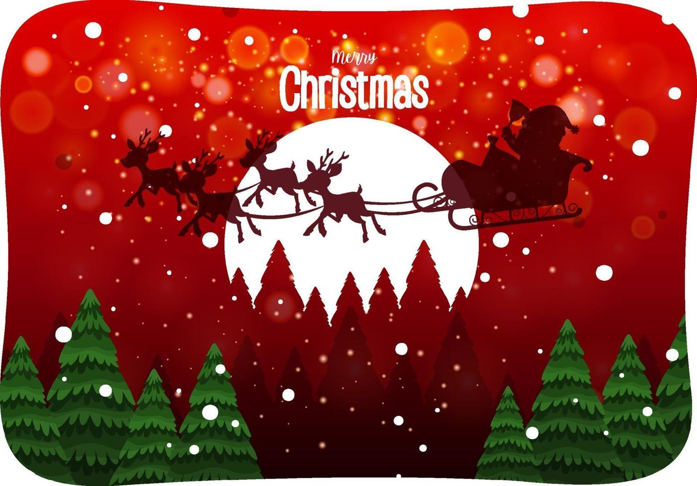 Merry Christmas font with Santa Claus in snow scene vector