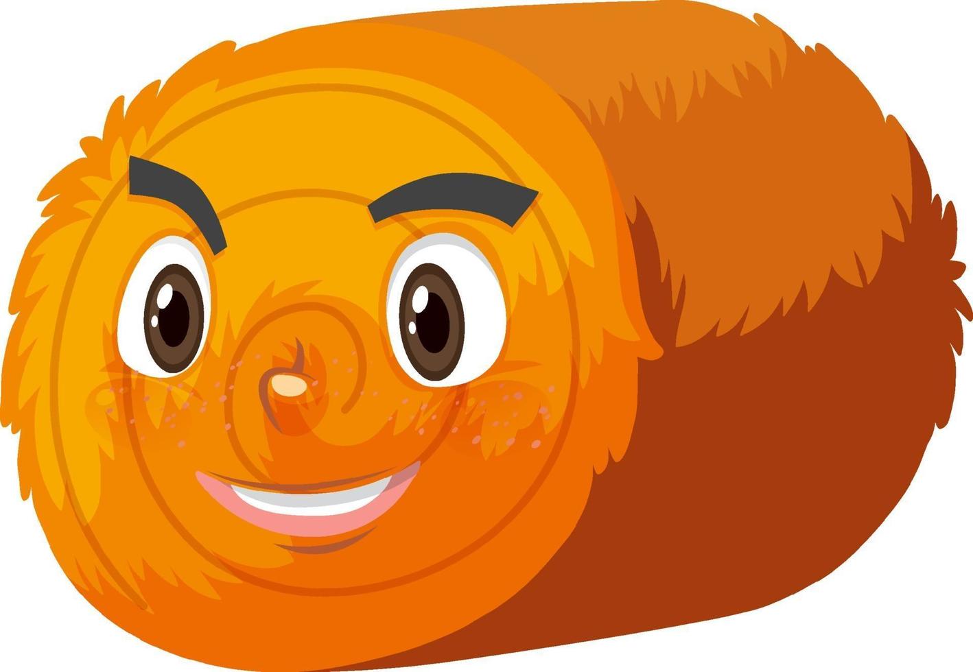 Round hay bale cartoon character with facial expression vector