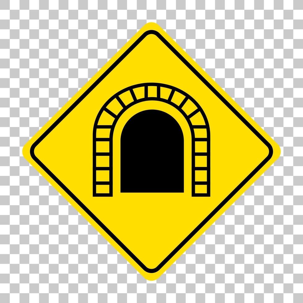 Yellow traffic warning sign on transparent background vector