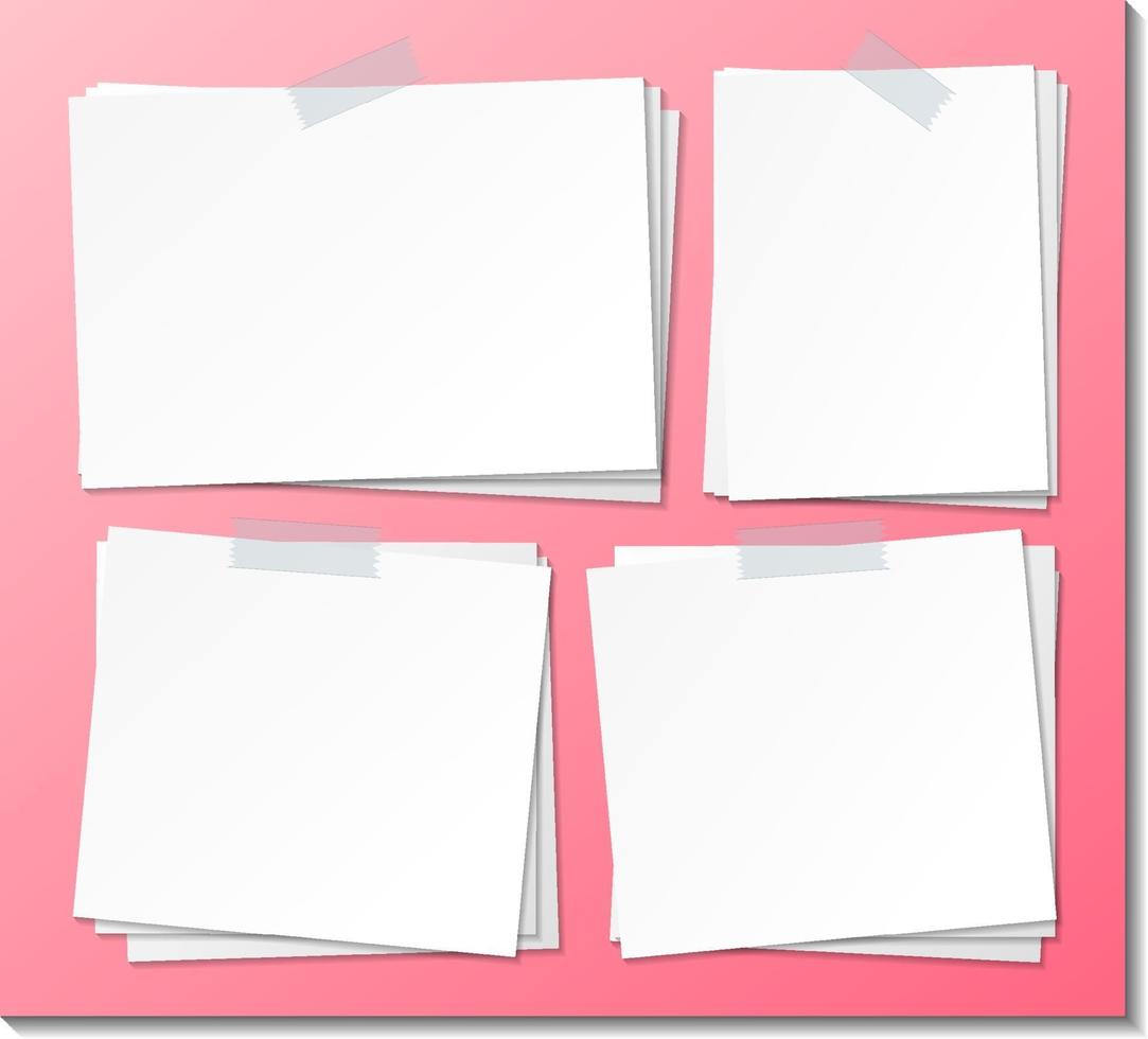 Set of empty sticky note paper template vector