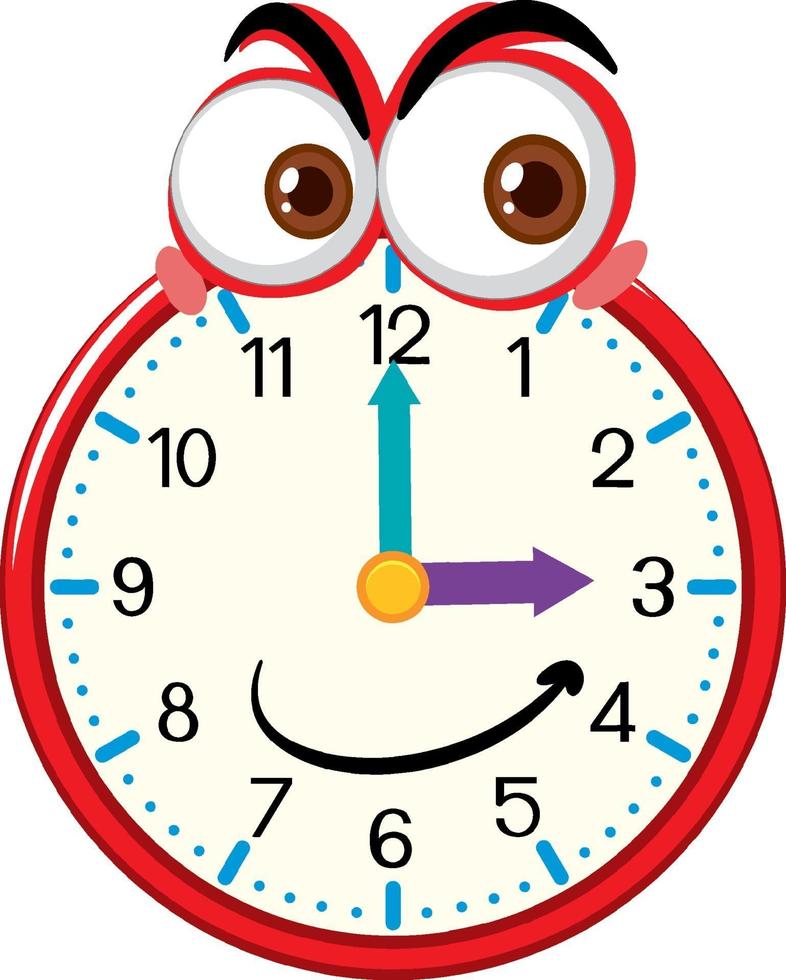 Clock cartoon character with facial expression vector