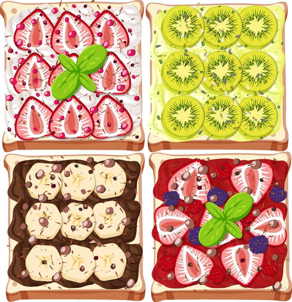 Top view of bread with fruit topping vector