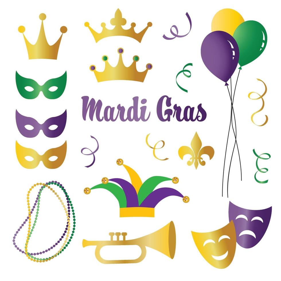 iconos de vector de celebración de mardi gras