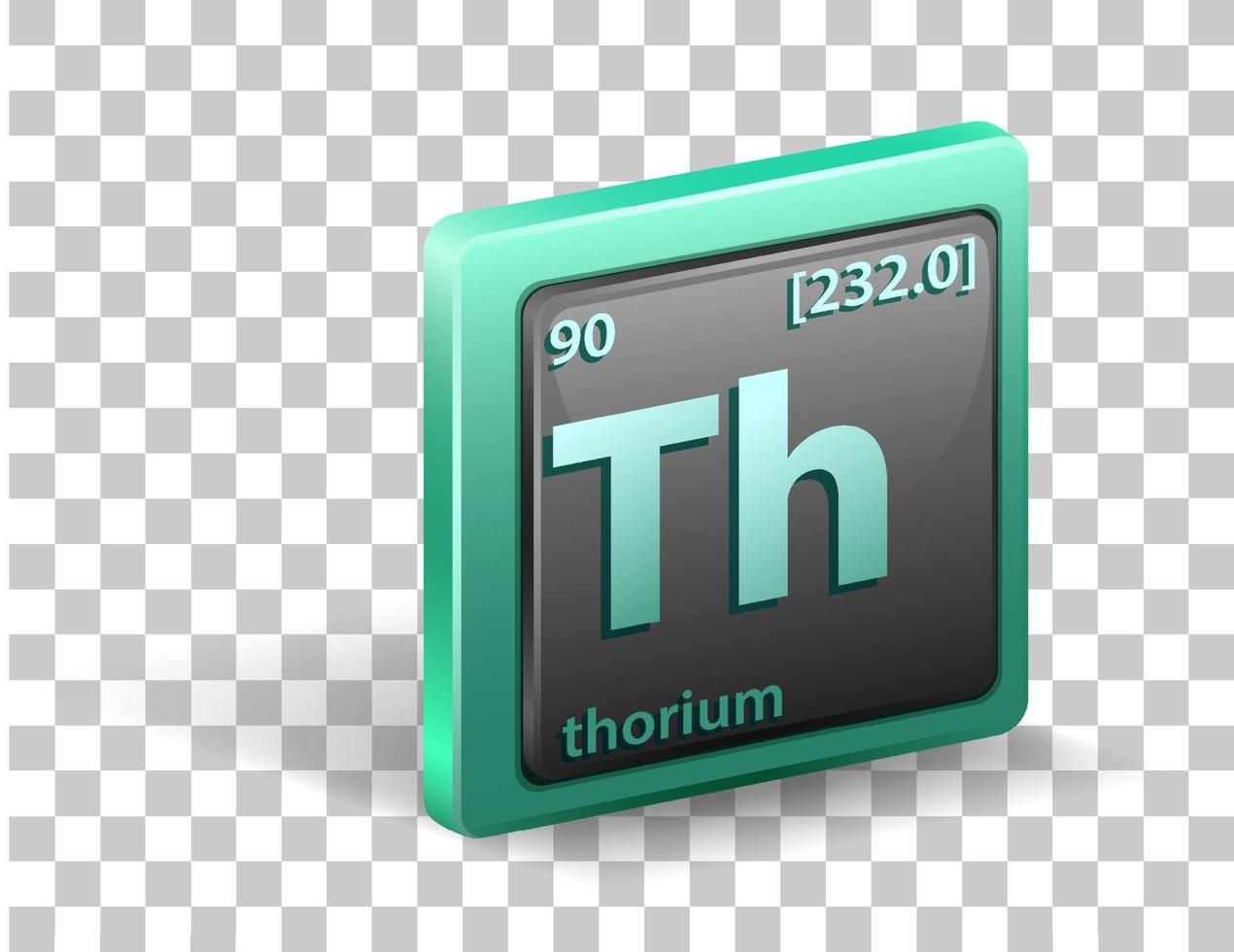 Thorium chemical element. Chemical symbol with atomic number and atomic mass. vector