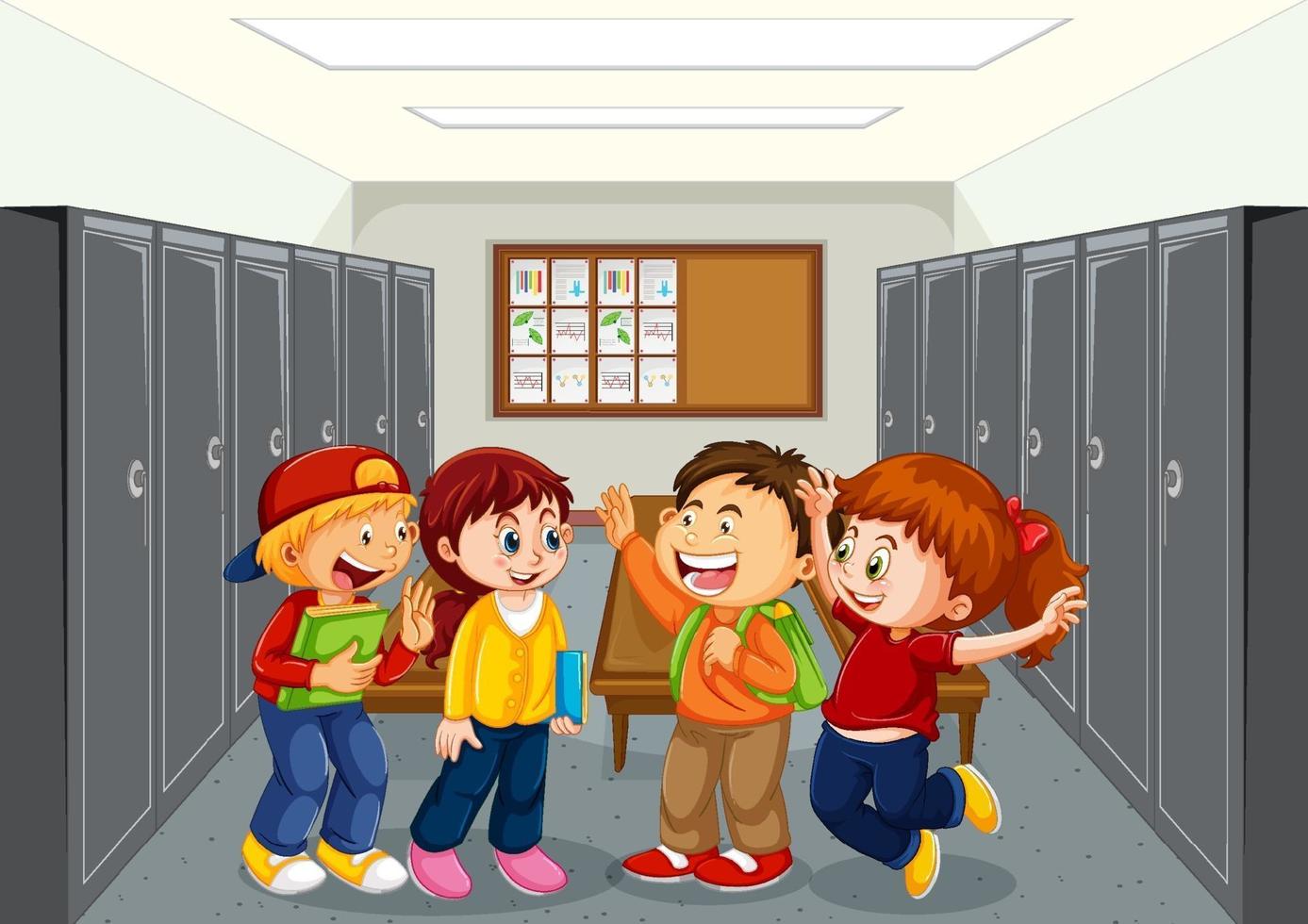 Student at school hallway vector