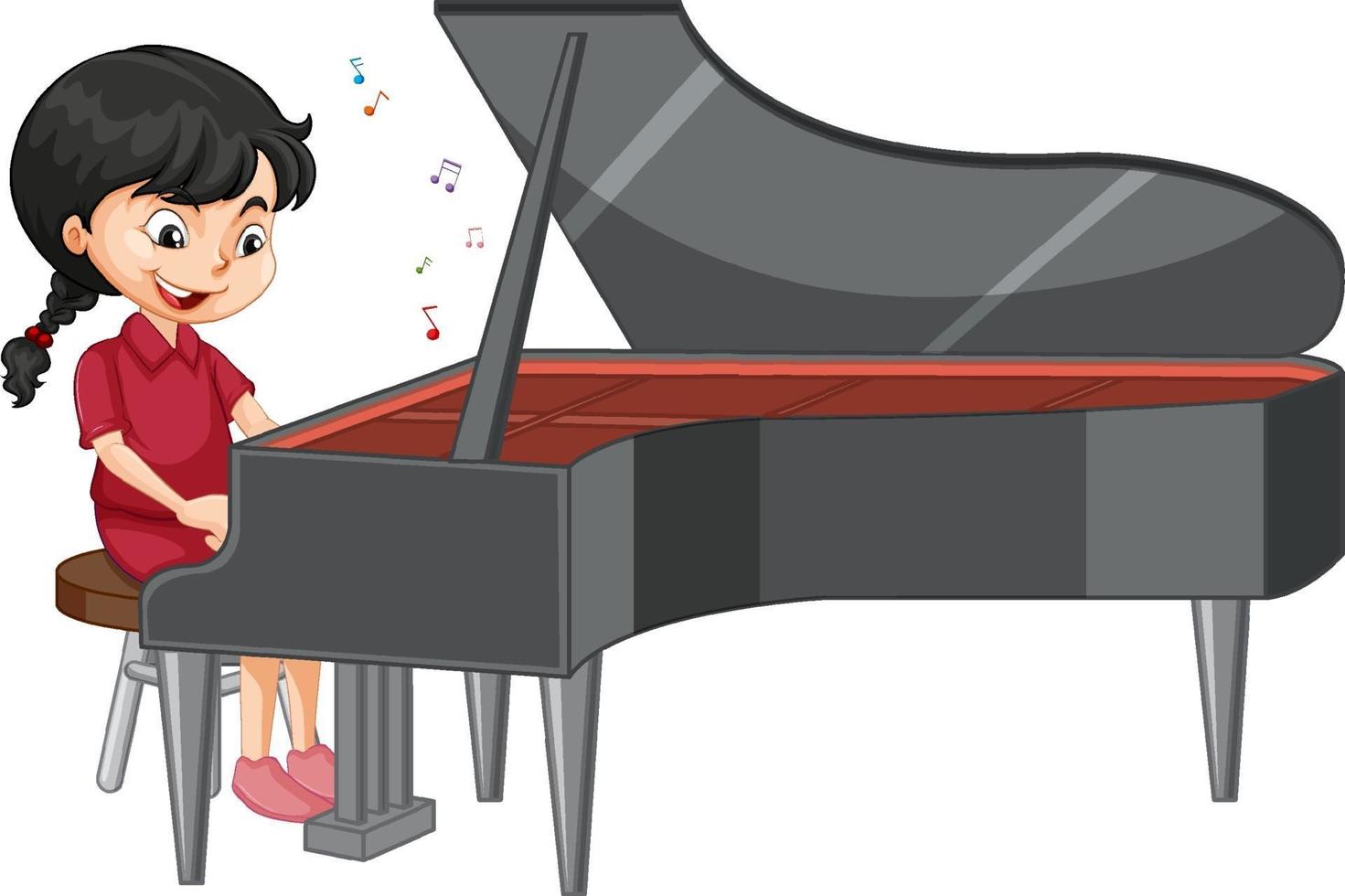 A girl cartoon character playing piano vector