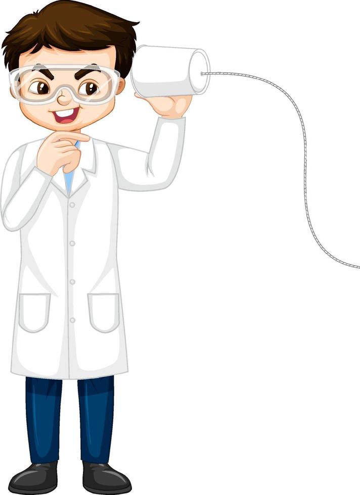 A boy cartoon character wearing laboratory coat vector