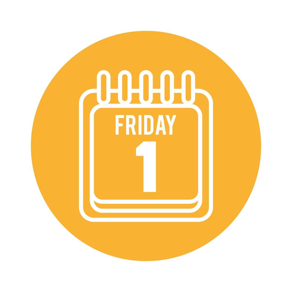 friday one calendar block style icon vector