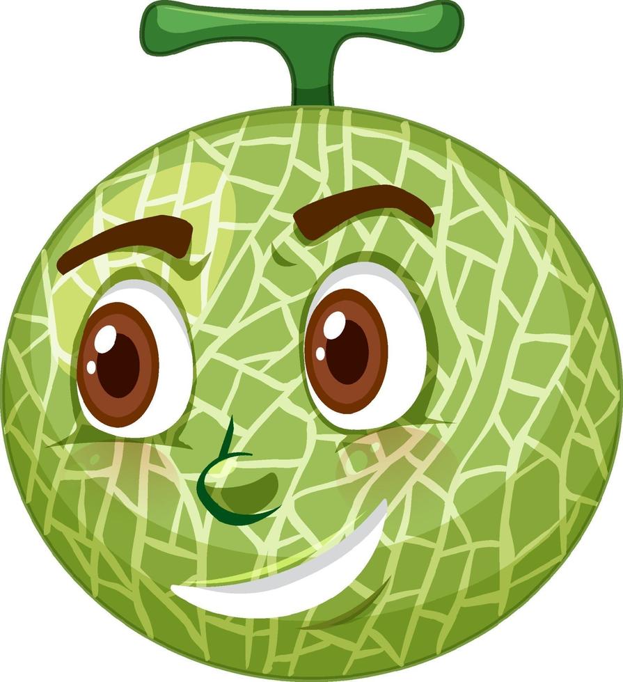 Cantaloupe melon cartoon character with facial expression vector