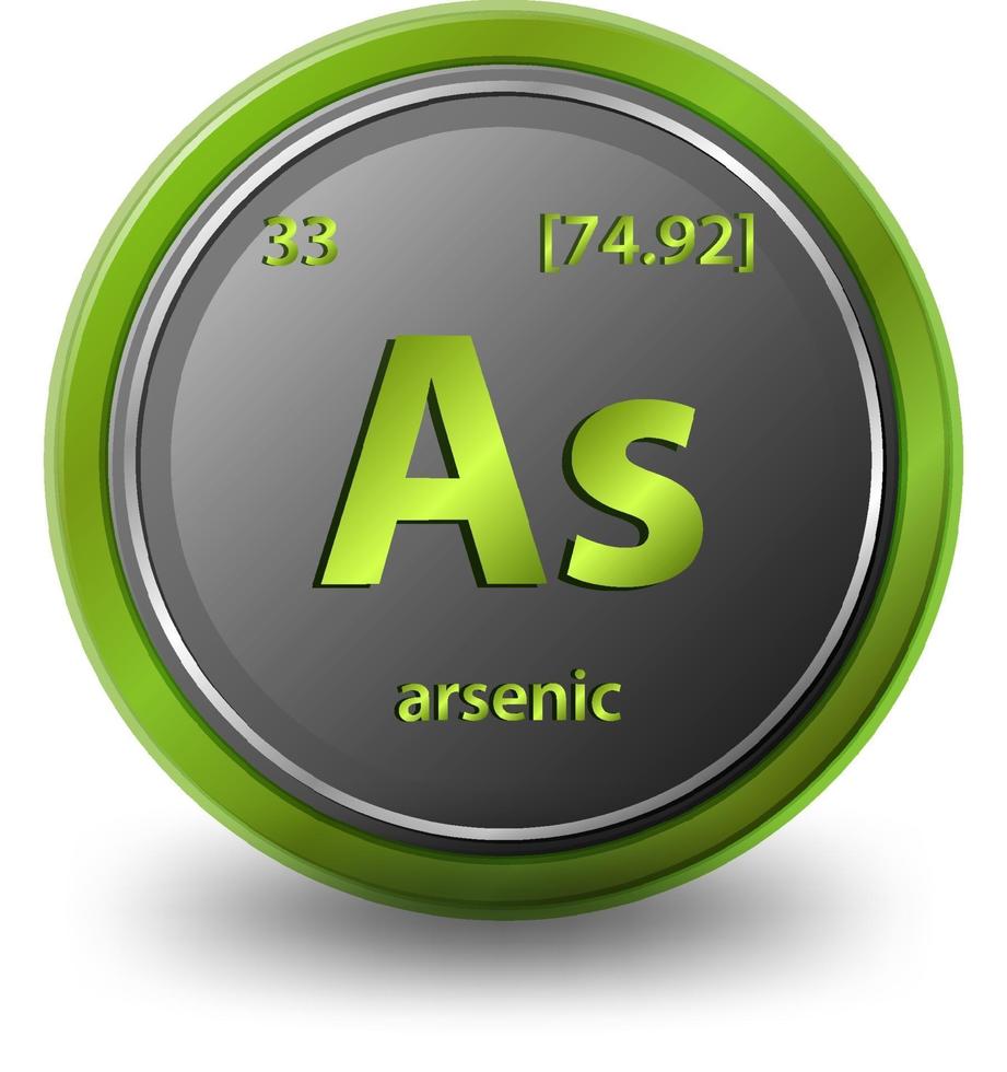Arsenic chemical element. Chemical symbol with atomic number and atomic mass. vector