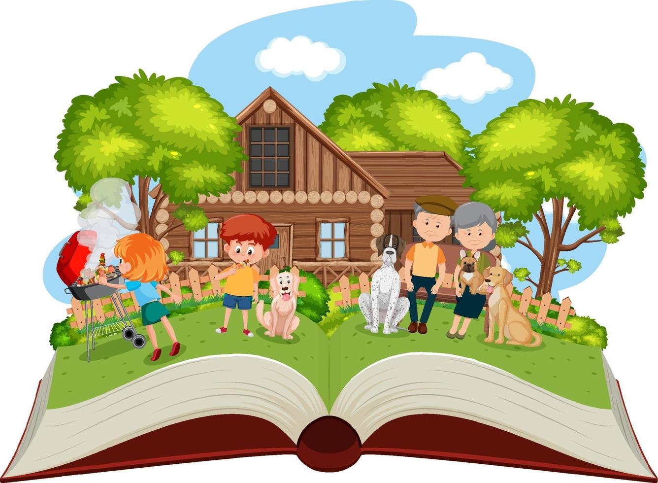 Happy family picnic in the garden vector