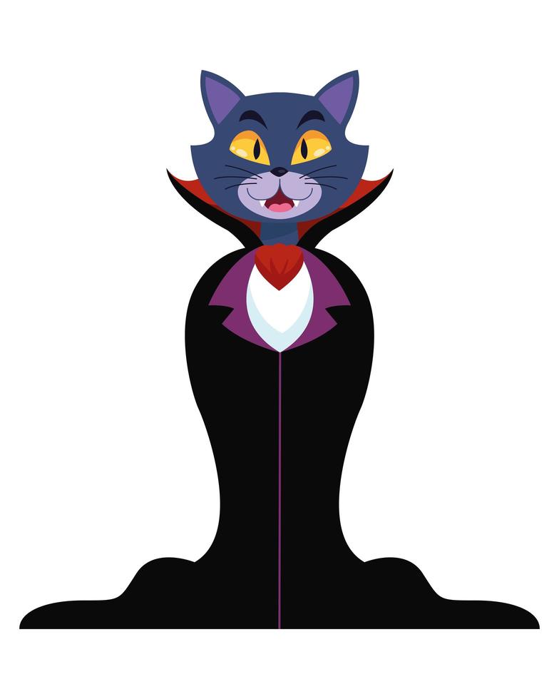 Halloween vampire with cat cartoon face vector design