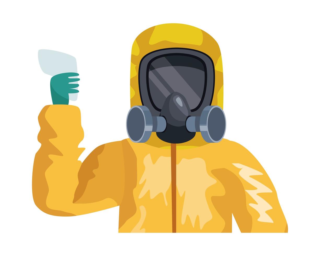 man with biohazard suit character vector