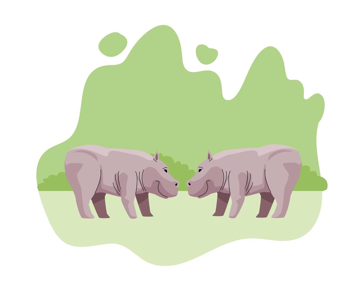 wild hippopotamus animals icons vector