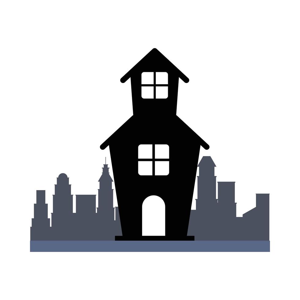 Isolated haunted house silhouette in the city vector design