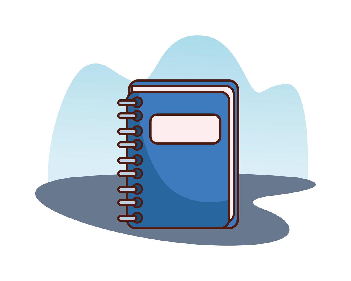 diseño de vector de cuaderno escolar azul