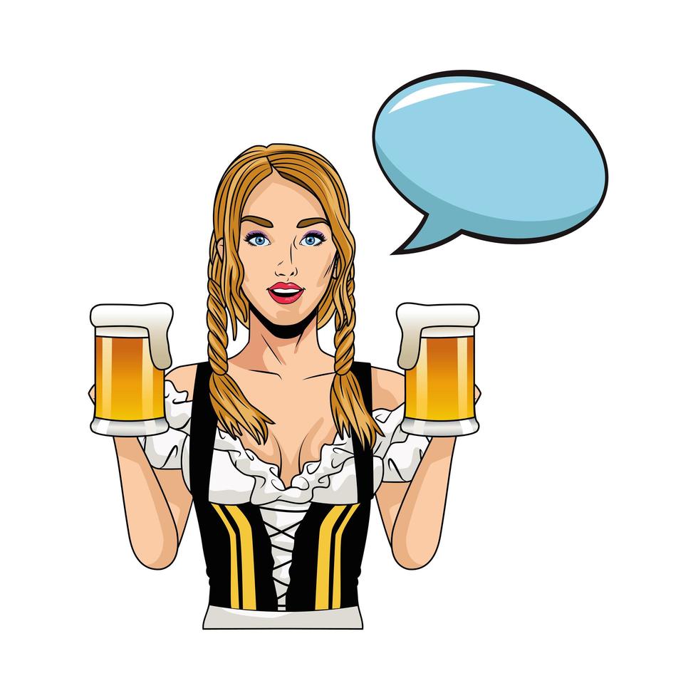 sexy German woman with beers character vector