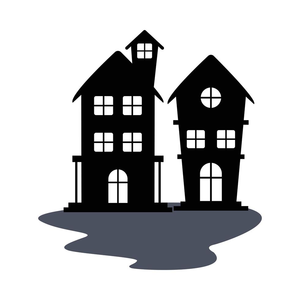 Isolated haunted houses silhouette vector design