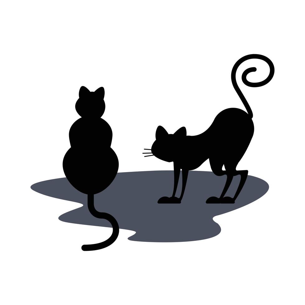 Halloween cats silhouettes vector design