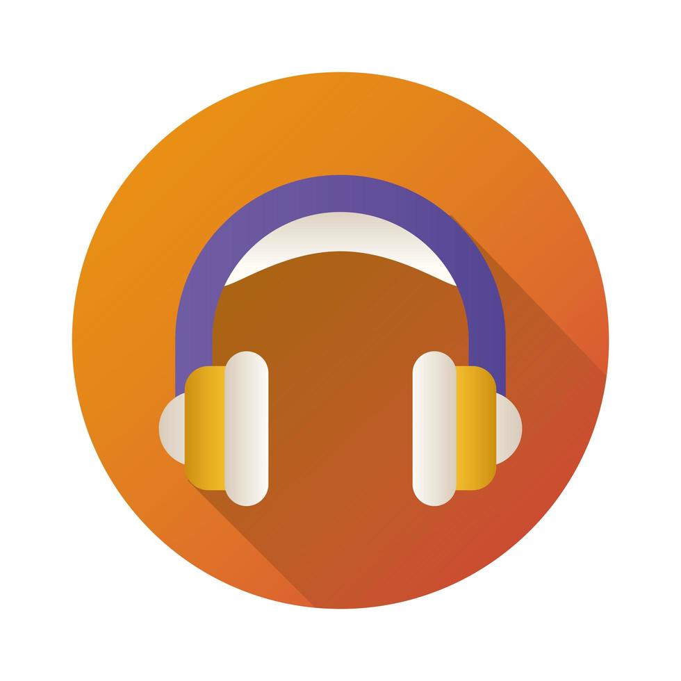 icono de estilo de bloque de audio de auriculares vector