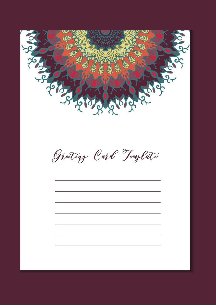 tarjeta de plantilla mandala oriental vector