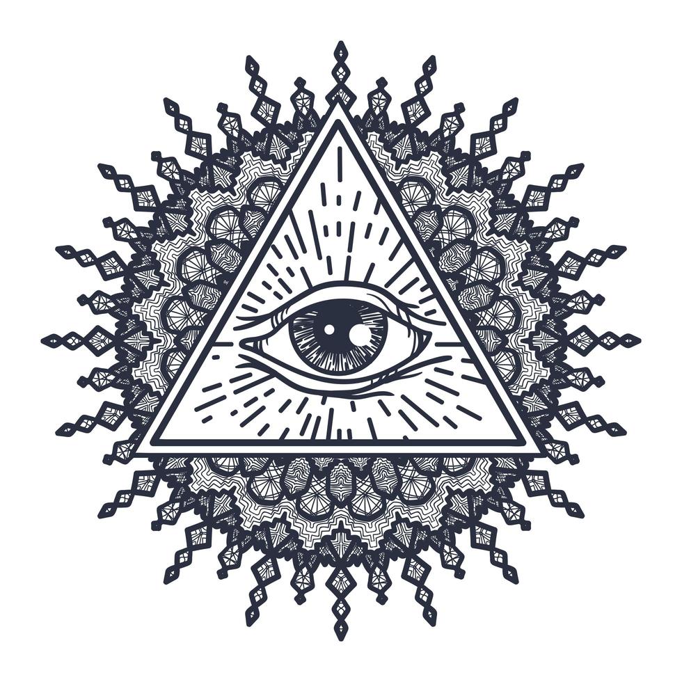 All Seeing Eye in Triangle and Mandal vector