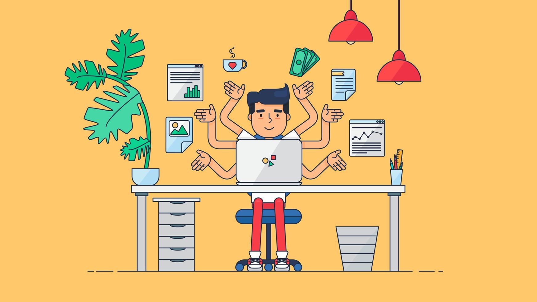 espacio de trabajo de tecnología creativa vector