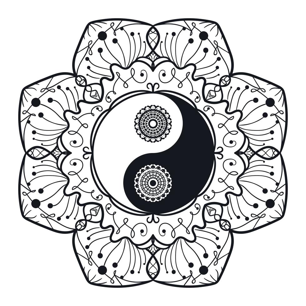 yin y yang vintage en mandala vector