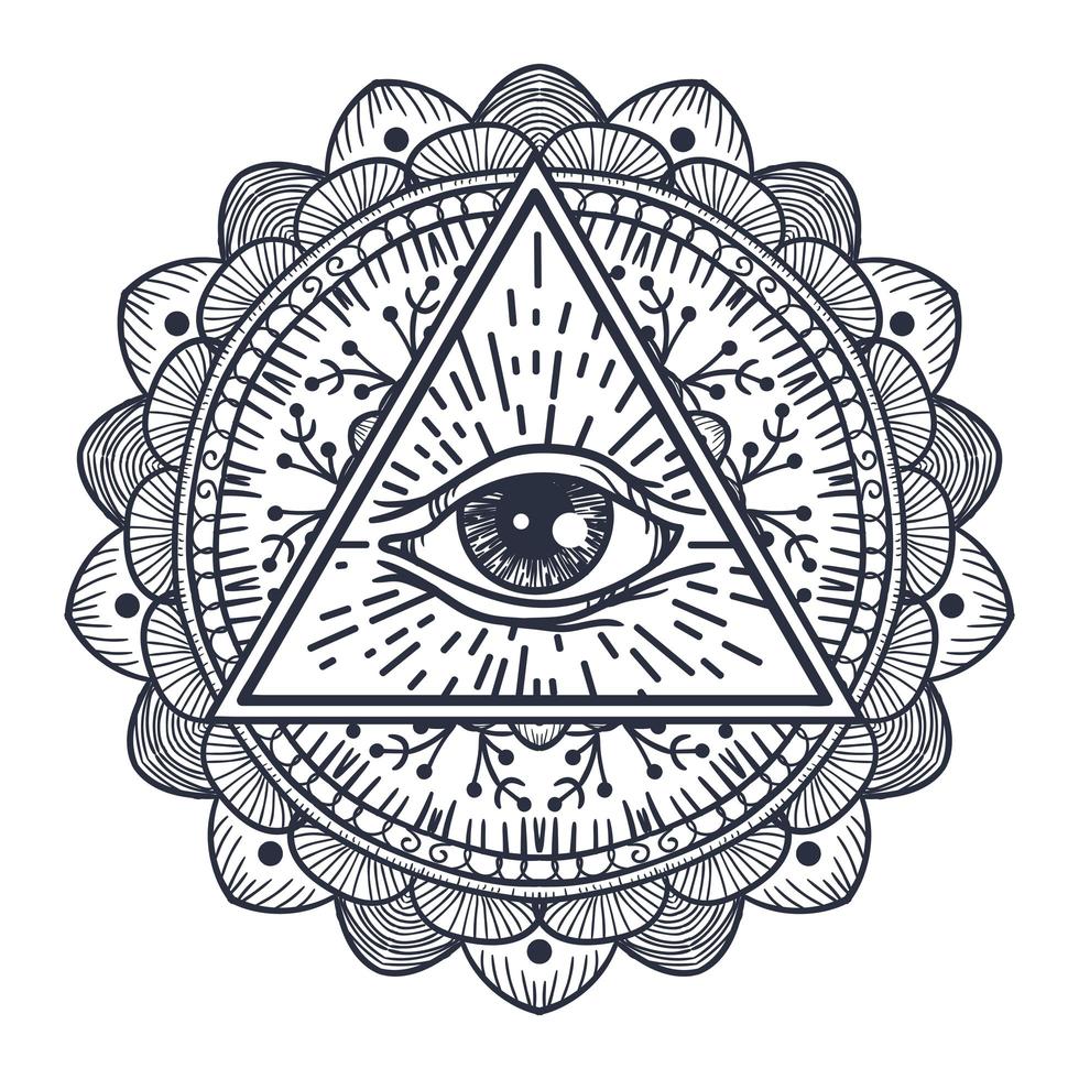 All Seeing Eye in Triangle and Mandal vector