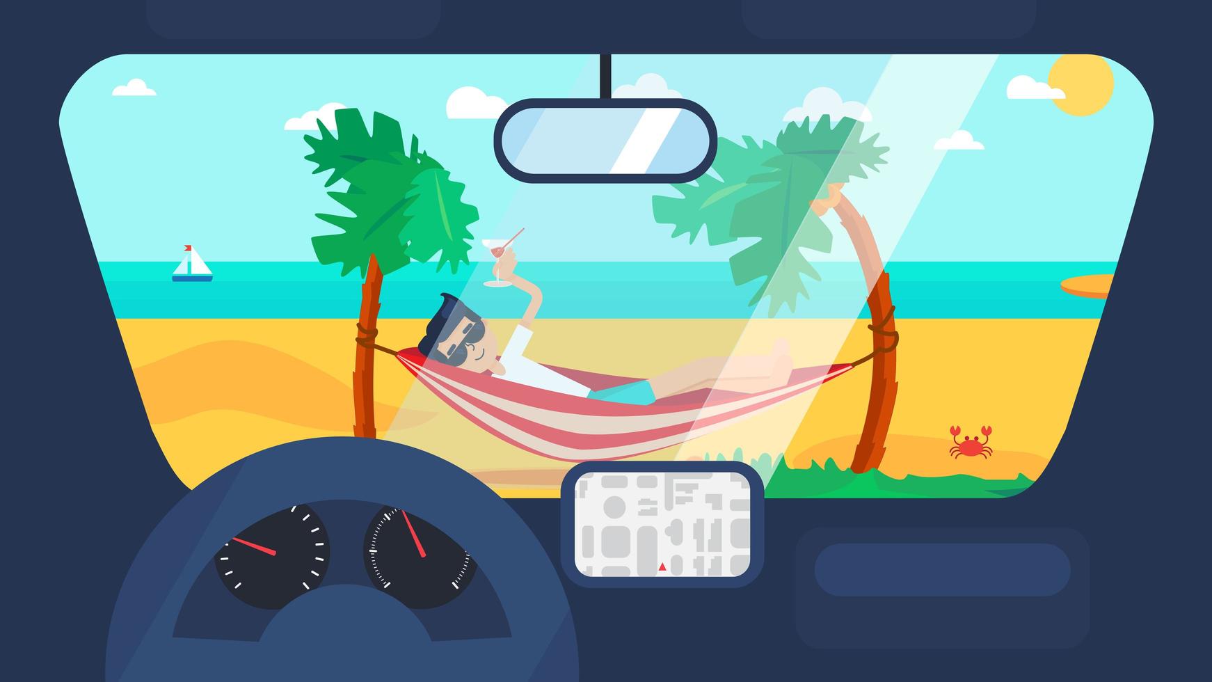 Summer Travel in Car vector