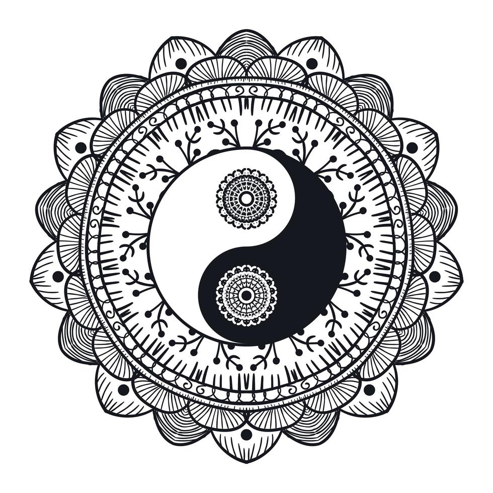 yin y yang vintage en mandala vector