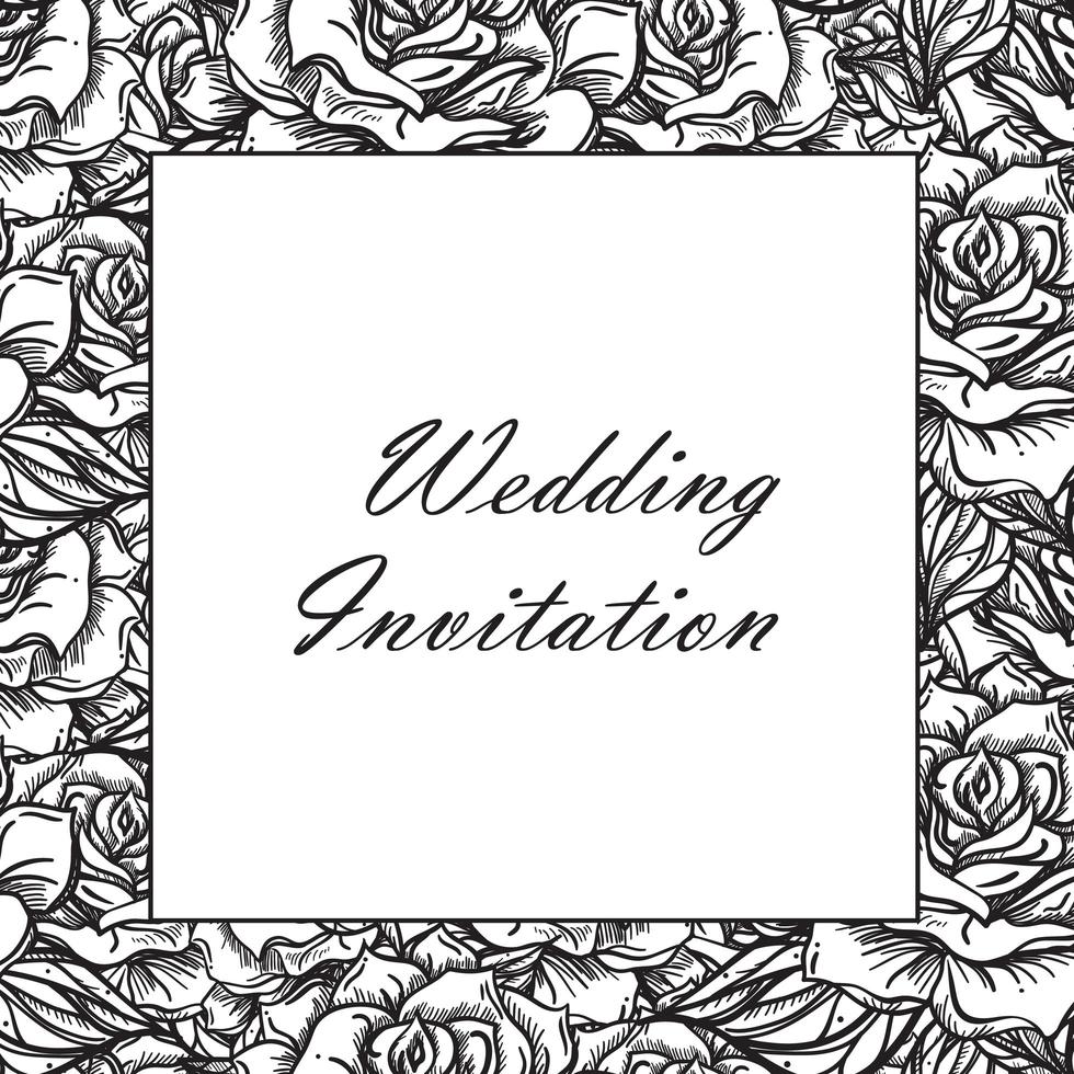 Hand Drawn Wedding Rose Frame vector