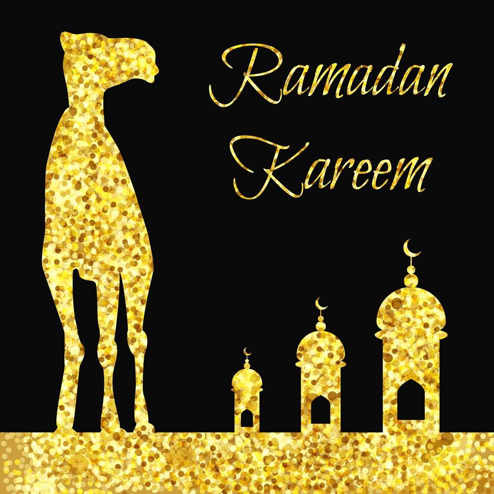 Ramadan gold greeting with camel vector