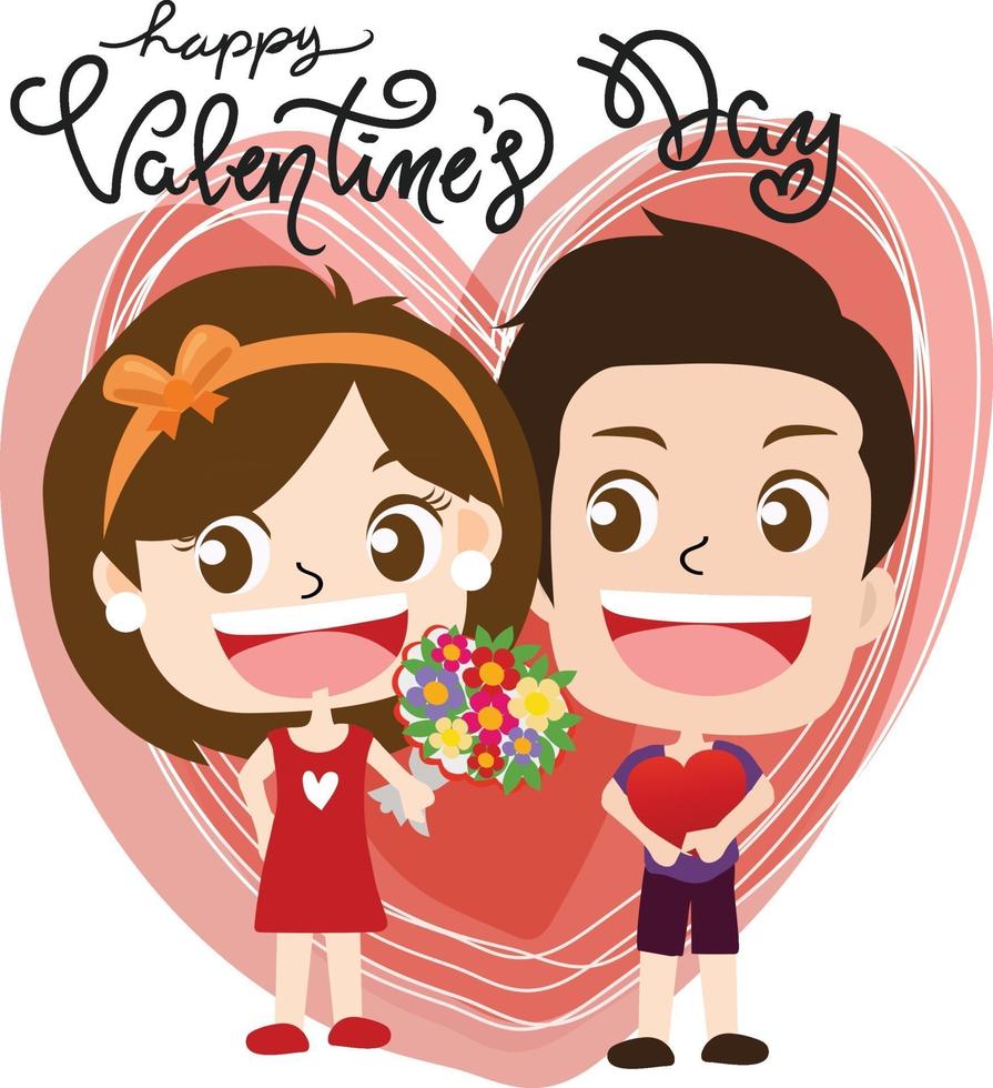 Happy valentine's day cartoon kids design vector