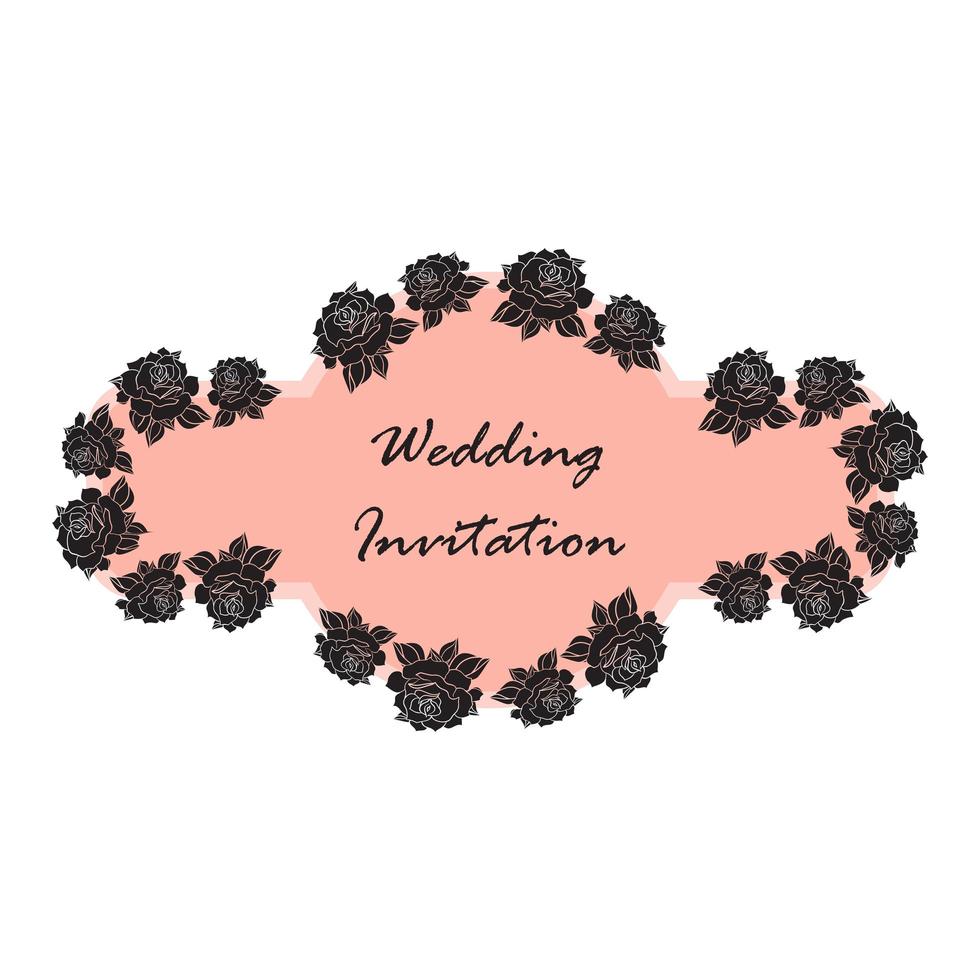 banner rosa de boda dibujado a mano vector