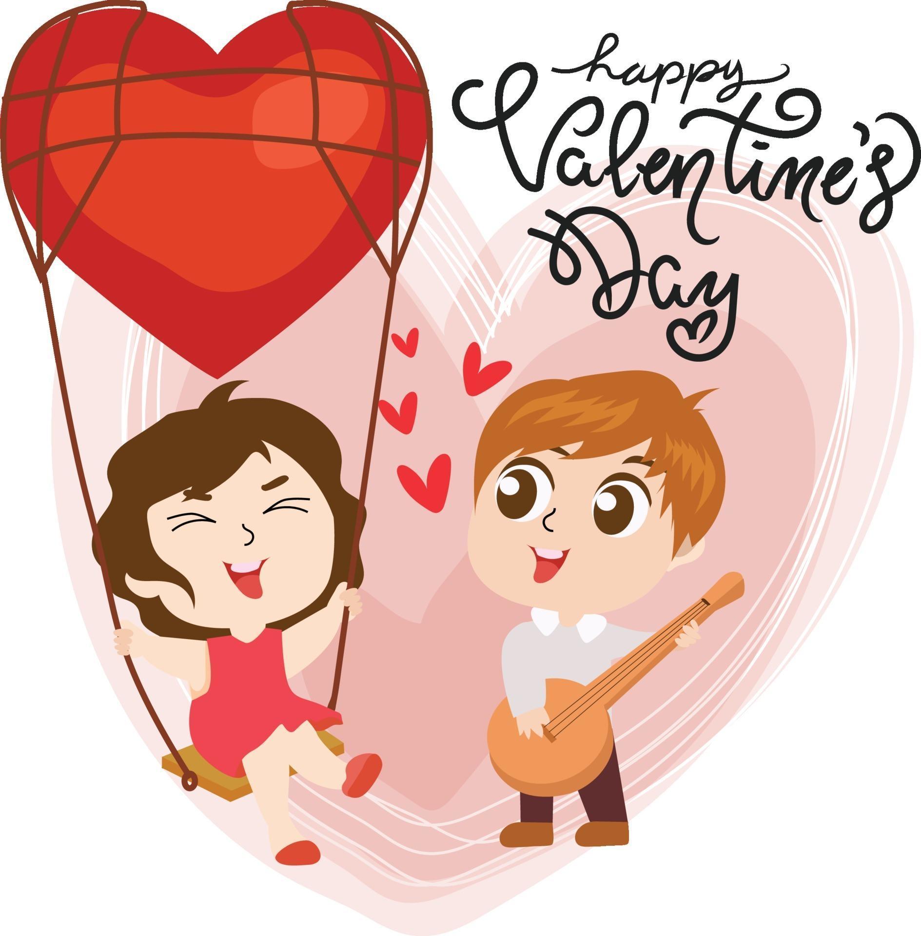 Happy valentine's day girl and boy cartoon design 1999779 Vector Art at