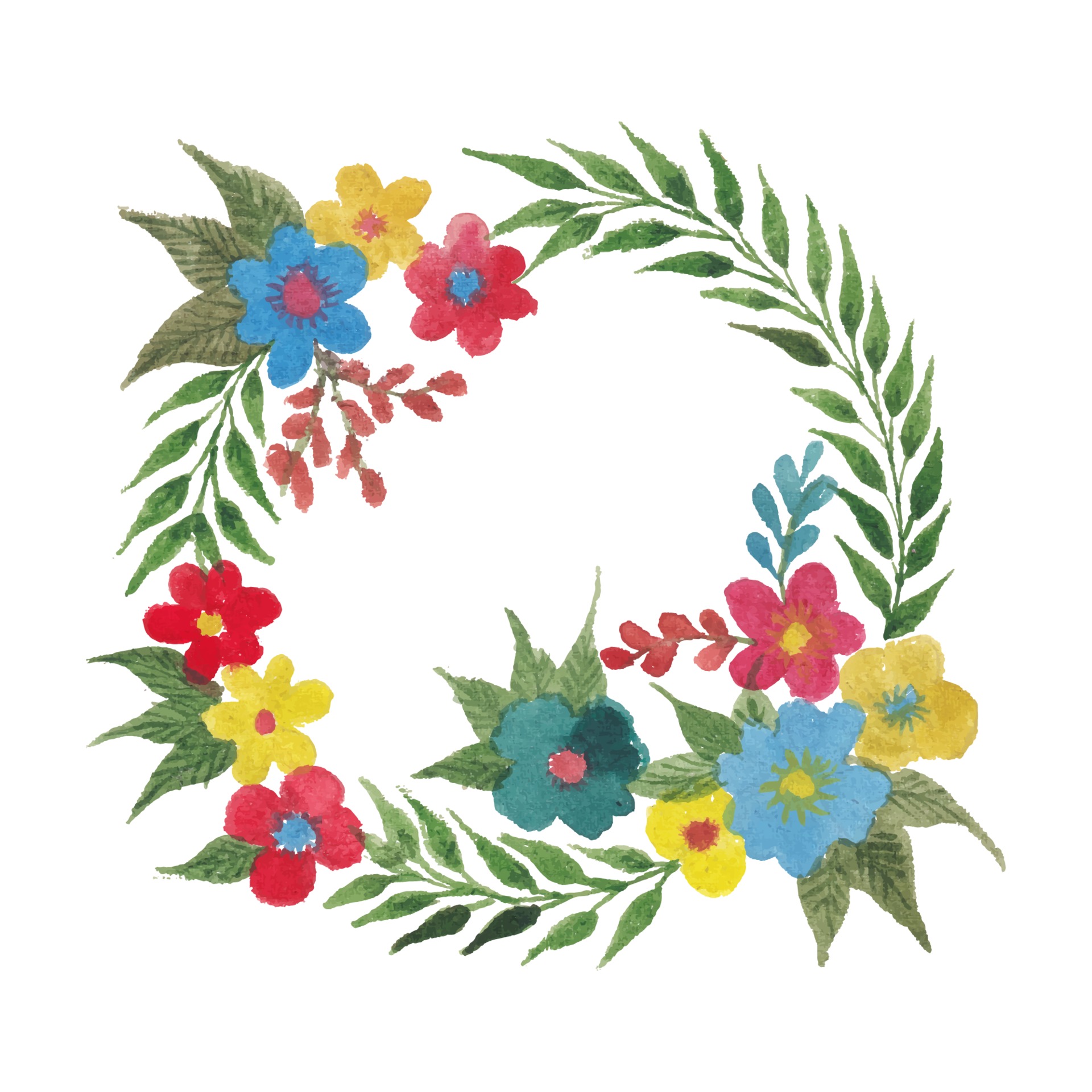 Vector Watercolor Circle Flowers and Leaves 1999787 Vector Art at Vecteezy