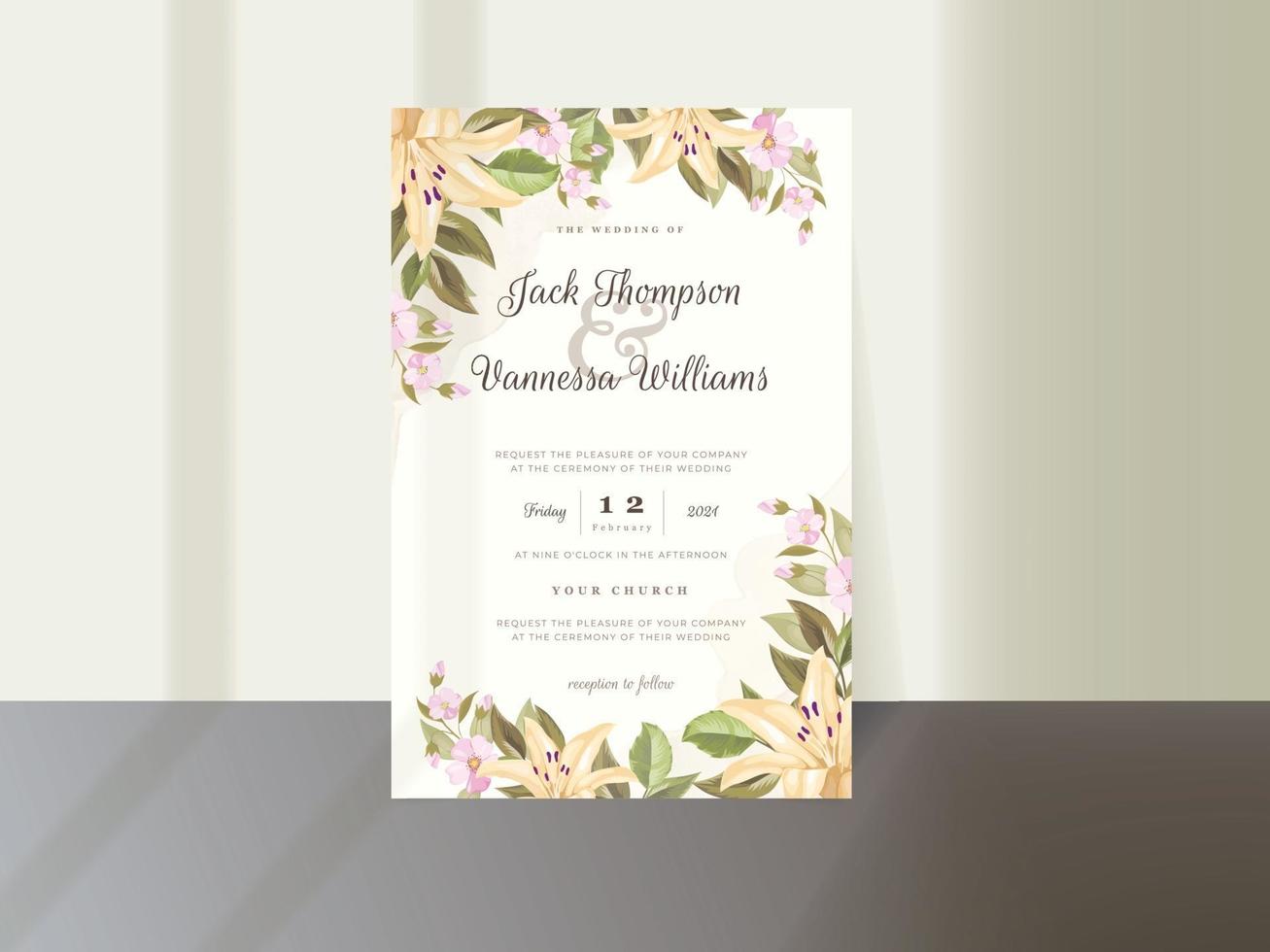 Elegant Floral Wedding Invitation Template vector