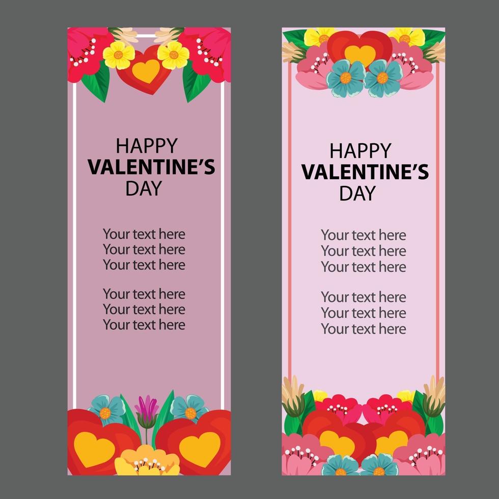 Valentine's day season flower banner set vector