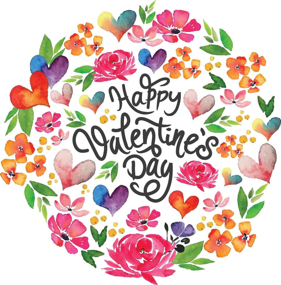 Watercolor happy valentine's day card design vector