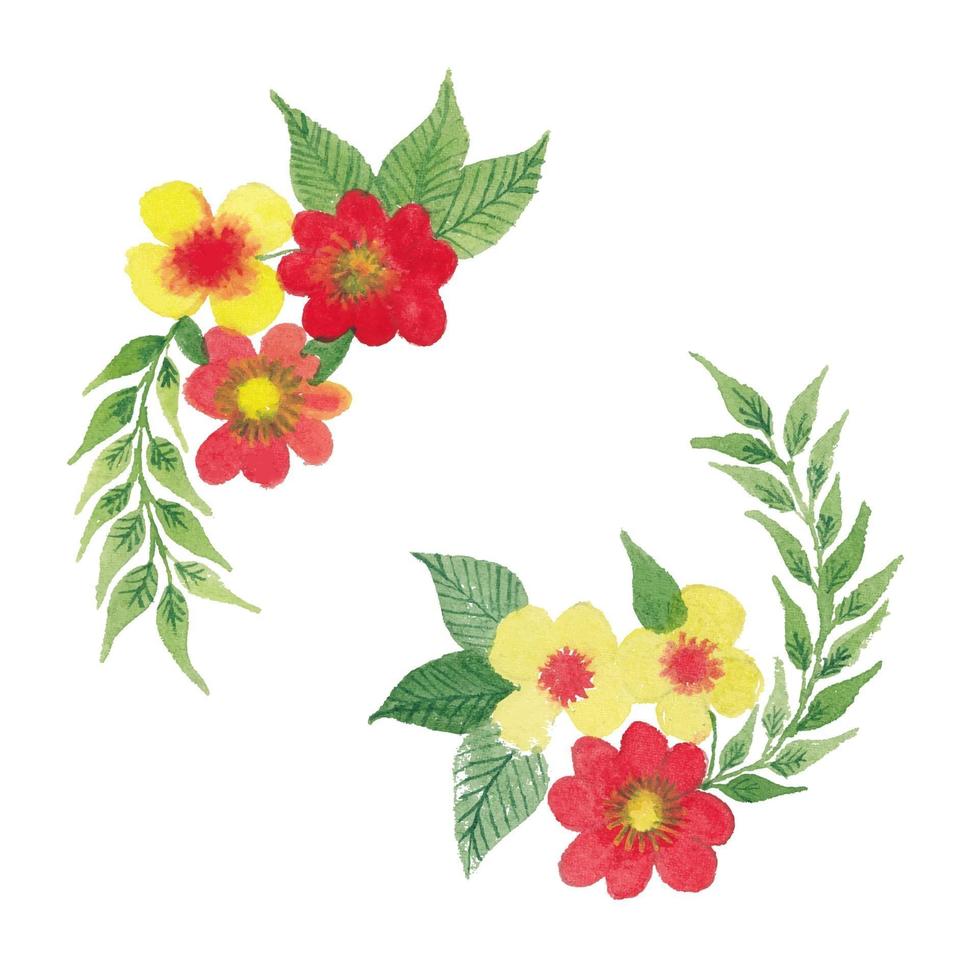 Vector Watercolor Flowers Leaves and Branches