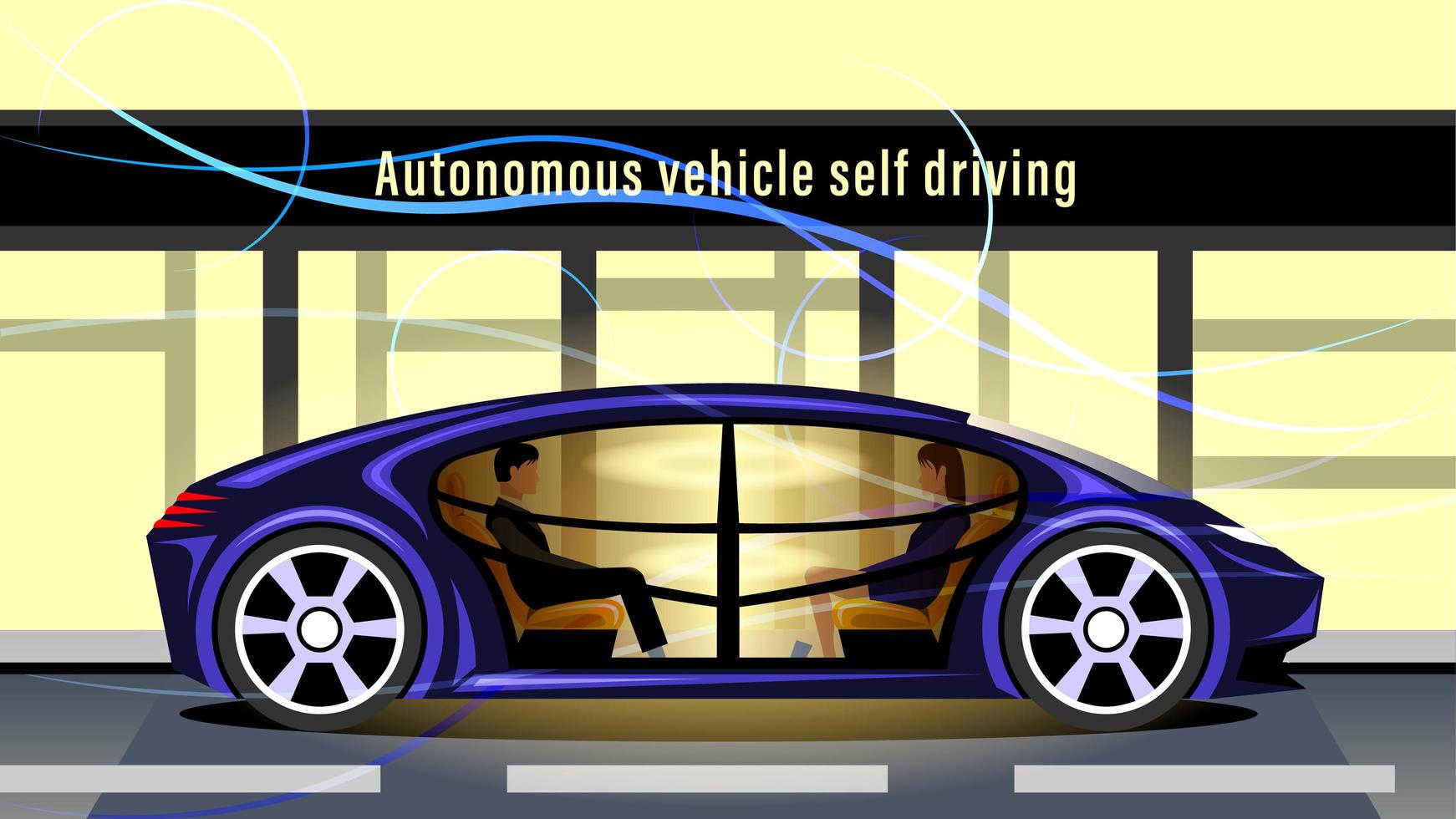 Autonomous Vehicle Self Driving, Driverless Smart Car vector