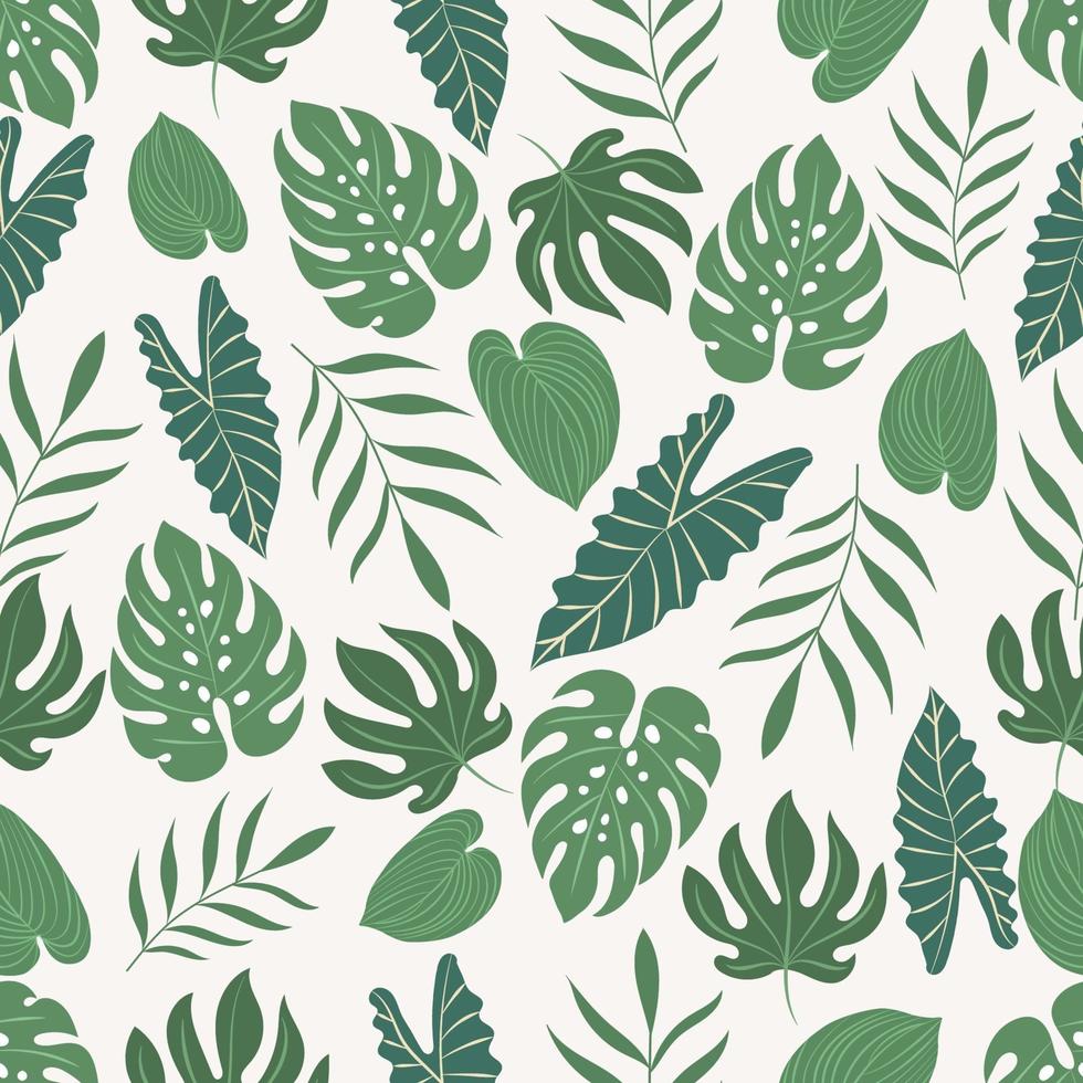 Seamless pattern with tropical leaves vector