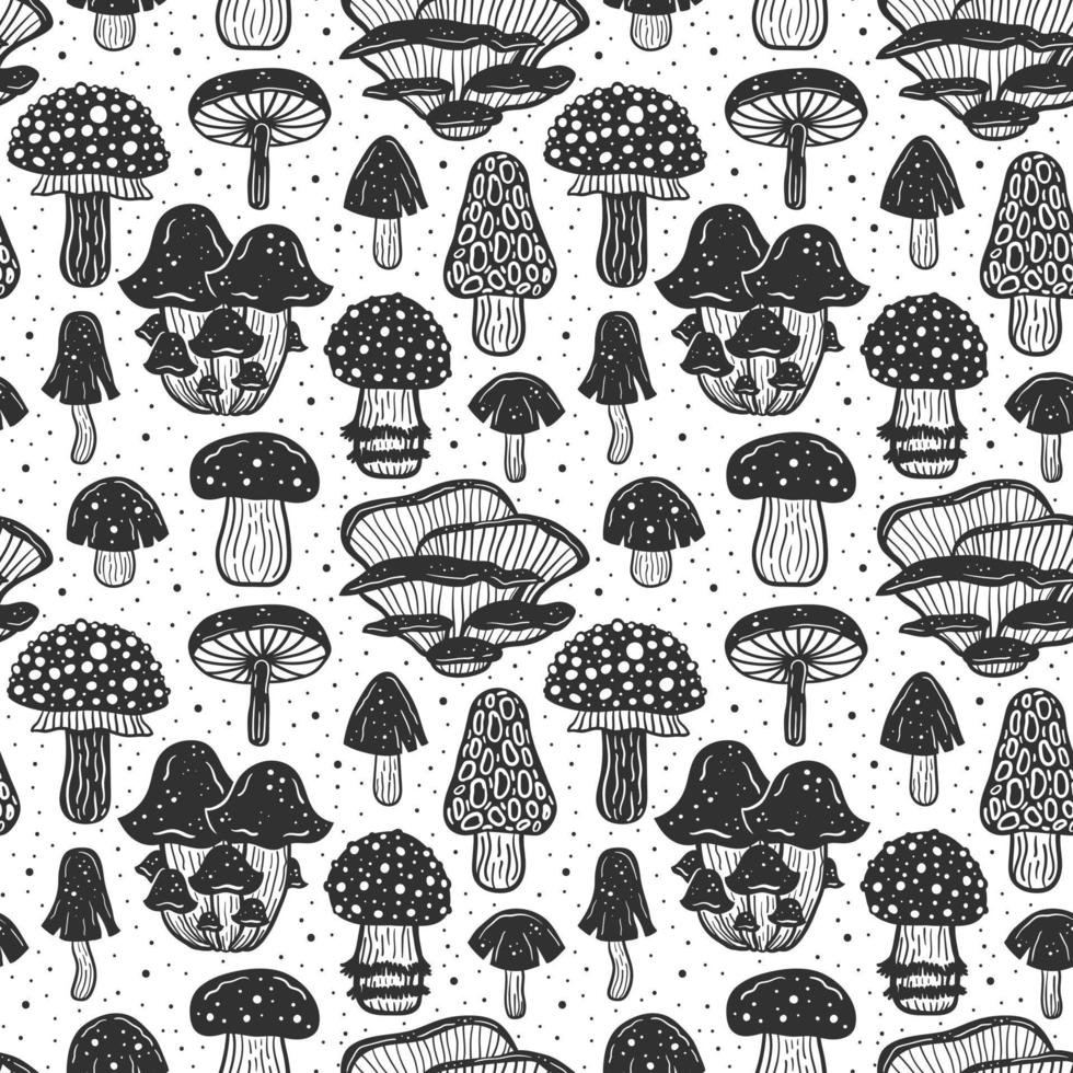 Forest mushrooms Seamless pattern, texture, background vector