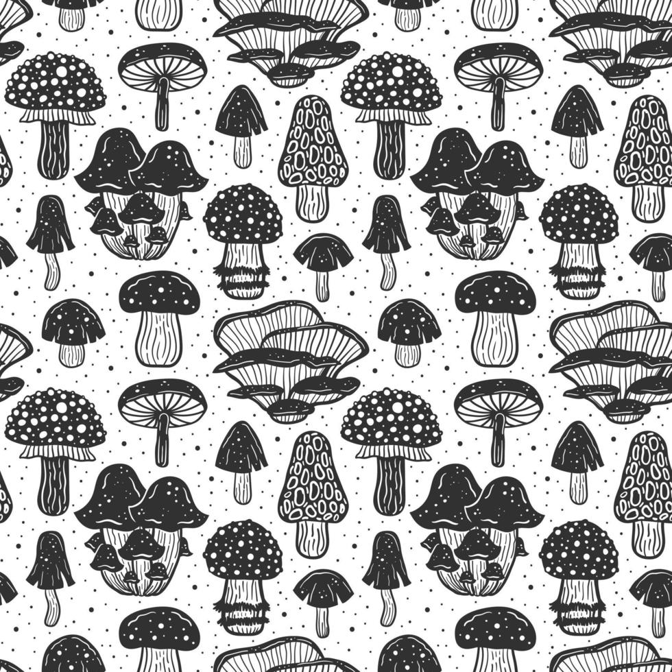 Forest mushrooms Seamless pattern, texture, background vector