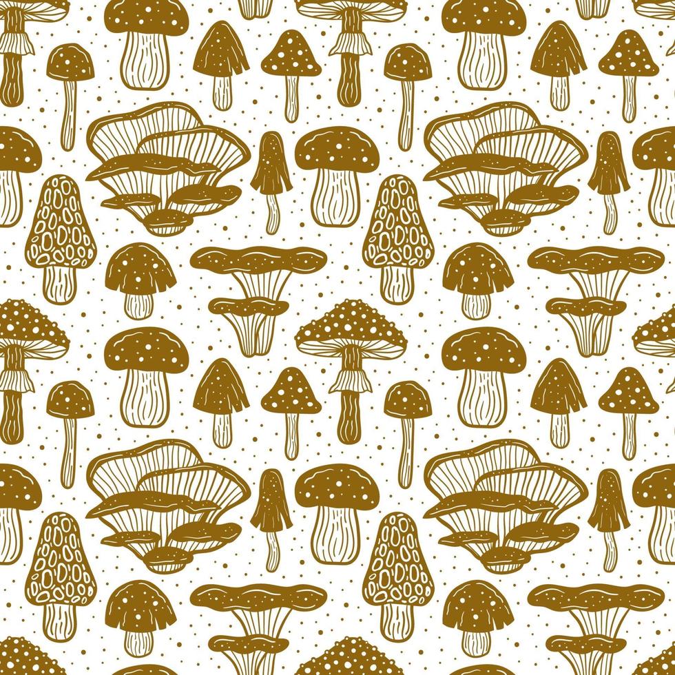 Forest mushrooms Seamless pattern vector