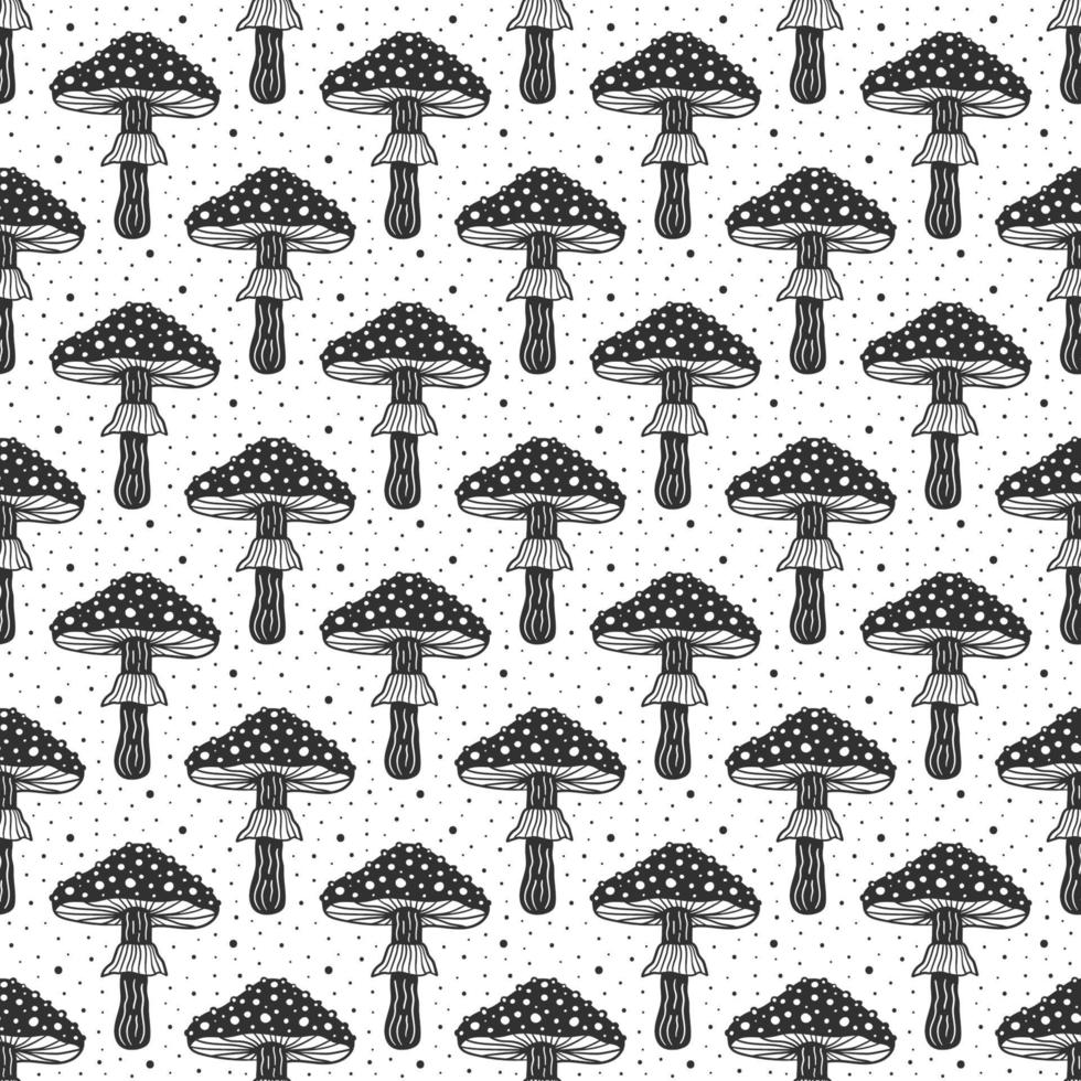 Fly agaric Poison mushroom seamless pattern vector