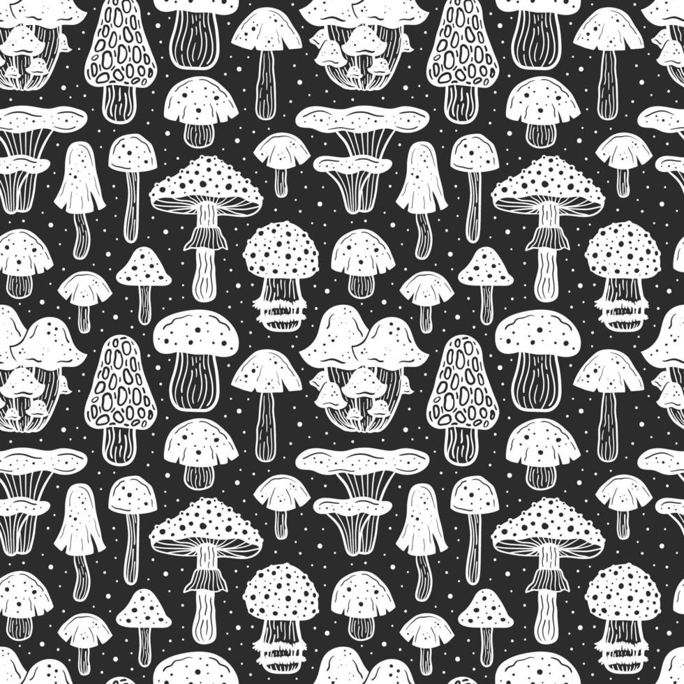 Forest mushrooms Seamless pattern vector