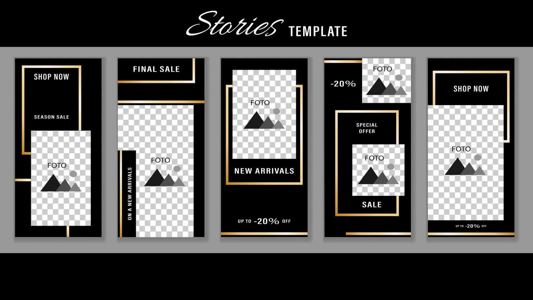 Trendy Stories Gold frame. Template Design Social Media vector